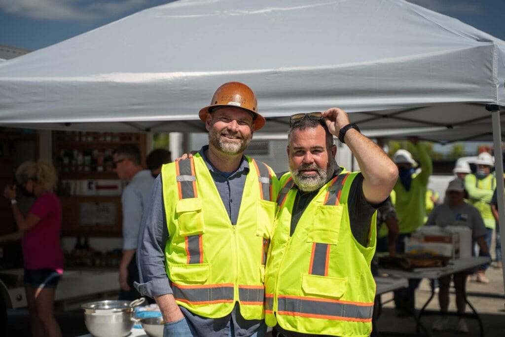 Two Men Working at Gordon Highlander at a Subcontractor Lunch